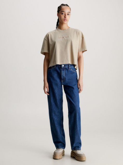 Polera Mineral Dye Monologo Beige-1