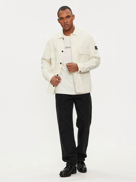 Camisa Cotton Nylon Overshirt Blanco Calvin Klein-1