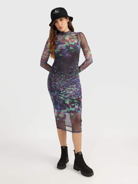 Vestido Mesh Negro Calvin Klein-0