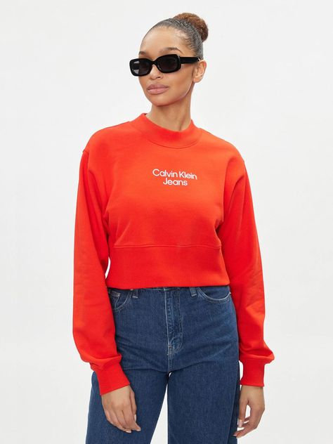 Polerón Stacked Institutional neck Rojo Calvin Klein-0