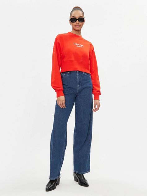 Polerón Stacked Institutional neck Rojo Calvin Klein-1