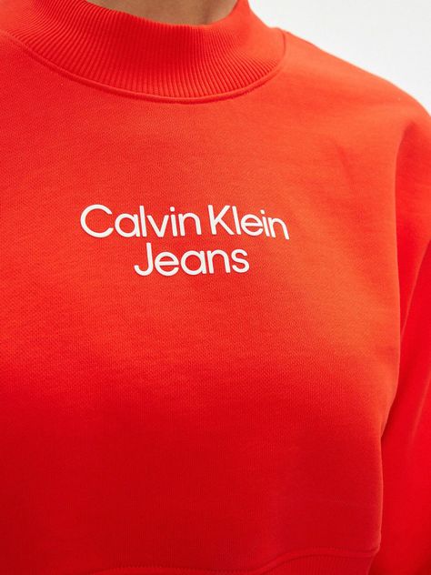 Polerón Stacked Institutional neck Rojo Calvin Klein-3