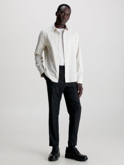 Camisa Slim Fit Stretch Crema Calvin Klein-1