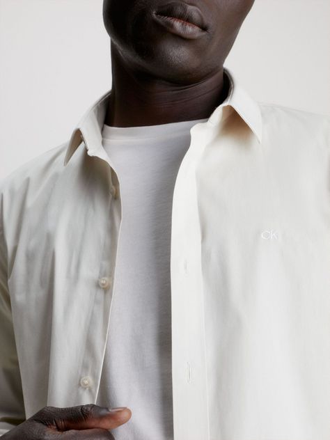 Camisa Slim Fit Stretch Crema Calvin Klein-3