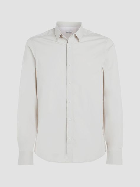 Camisa Slim Fit Stretch Crema Calvin Klein-4