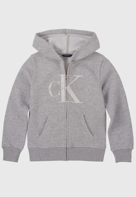 Polerón con Gorro Niña Monogram Gris Calvin Klein-0