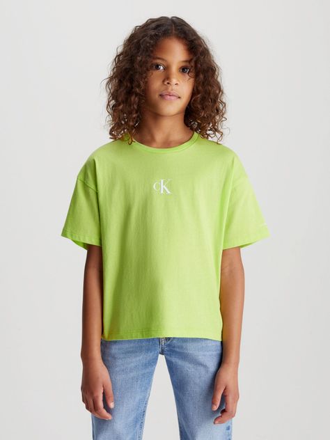 Polera Niña Ck Logo Boxy Verde Calvin Klein-0