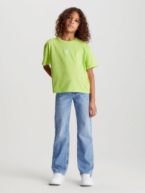 Polera Niña Ck Logo Boxy Verde Calvin Klein-1