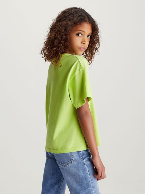 Polera Niña Ck Logo Boxy Verde Calvin Klein-2