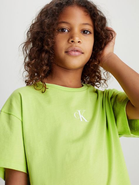 Polera Niña Ck Logo Boxy Verde Calvin Klein-3