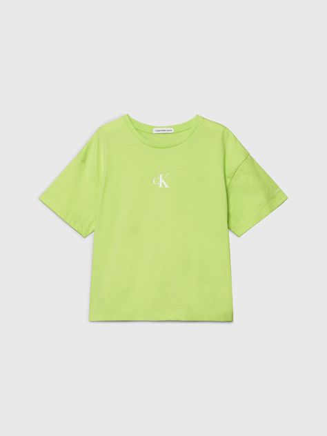 Polera Niña Ck Logo Boxy Verde Calvin Klein-4