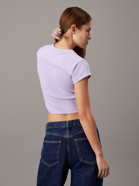 Polera Woven Label Rib Baby Morado Calvin Klein-2