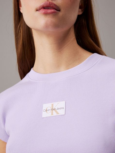 Polera Woven Label Rib Baby Morado Calvin Klein-3