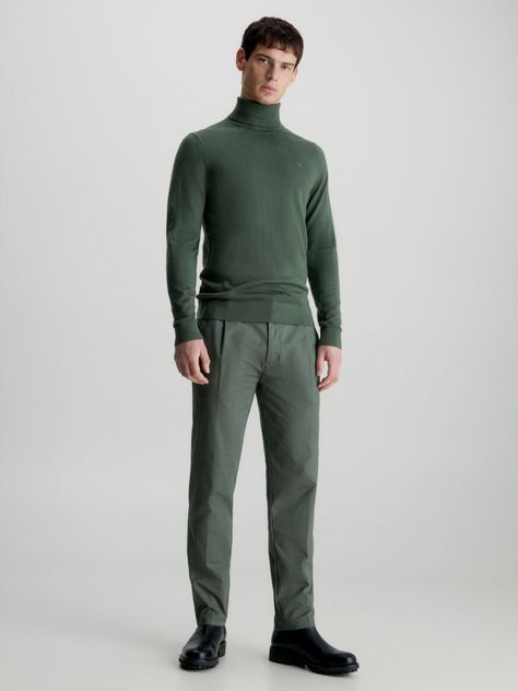 Sweater Cuello Alto Merino Verde Calvin Klein-1