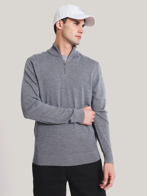 Sweater con Cierre Merino Quarter Gris PKH Calvin Klein-0