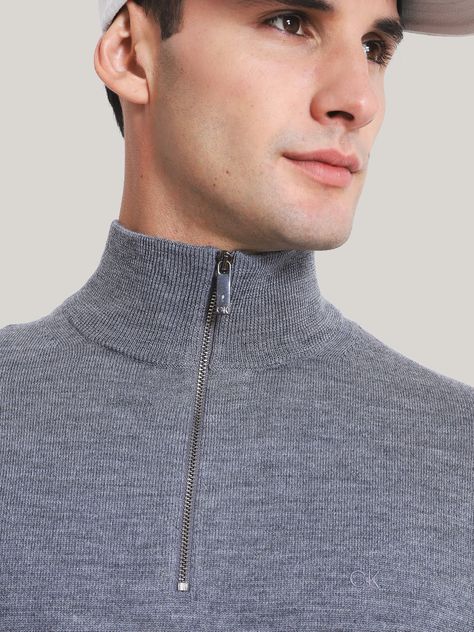 Sweater con Cierre Merino Quarter Gris PKH Calvin Klein-3