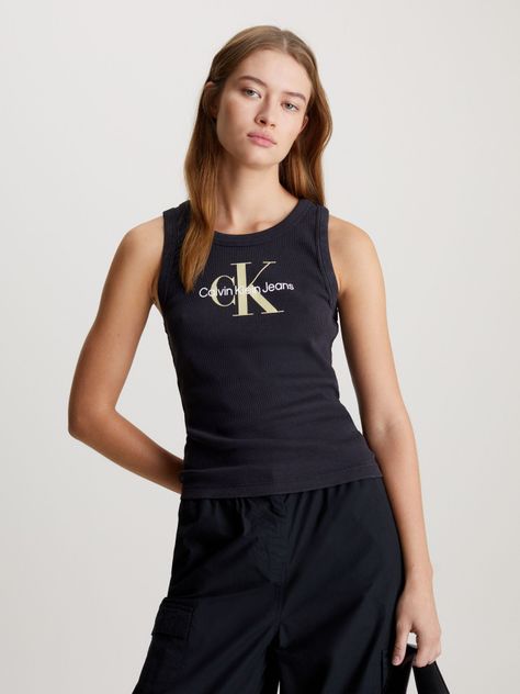 Polera Archival Monologo Rib Tank Negro Calvin Klein-0