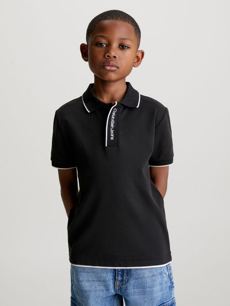 Polo Niño Intarsia Negro Calvin Klein-0