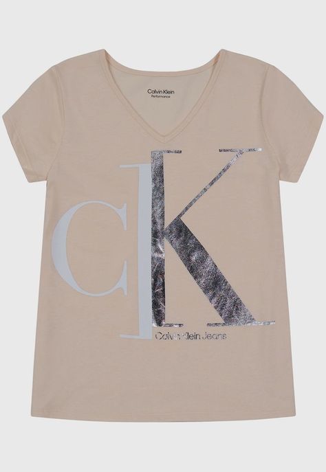 Polera Split Monogram Beige Calvin Klein-0