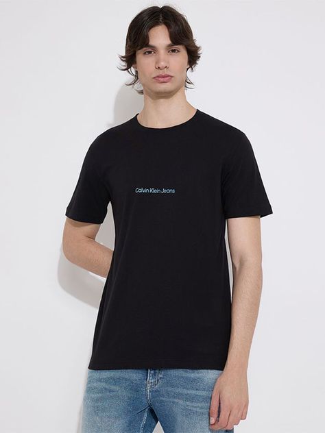 Polera Slogan Negro Calvin Klein-0