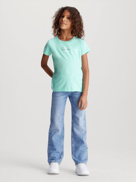 Polera Niña Micr Monogram Verde Calvin Klein-1