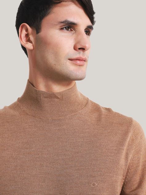 Sweater Cuello Alto Merino Mock Café Calvin Klein-3