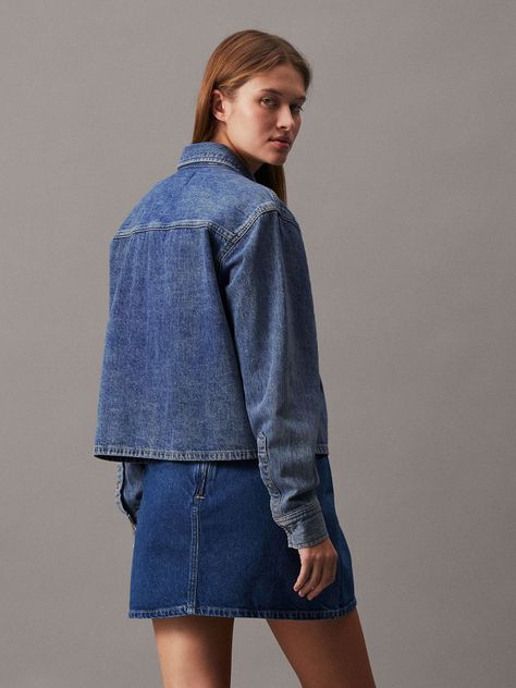 Camisa Cropped Dad Denim Azul Calvin Klein-2