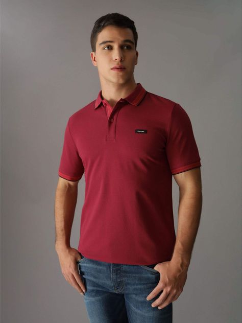 Polo Stretch Multi Tipping Rojo Calvin Klein-0