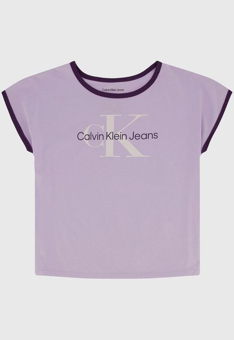 Polera Niña Ringer Monogram Lila Calvin Klein-0