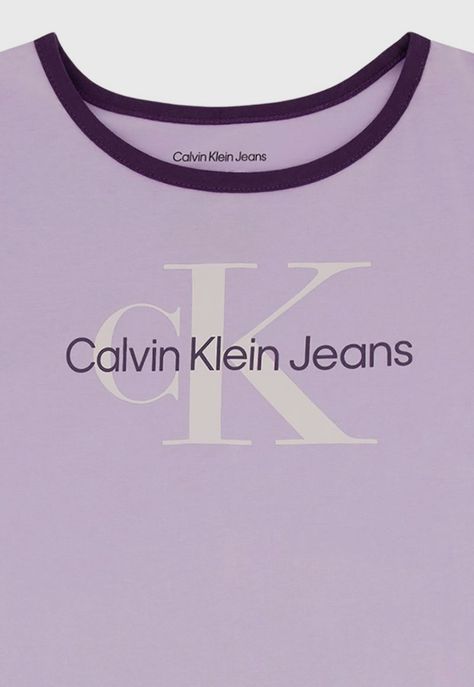 Polera Niña Ringer Monogram Lila Calvin Klein-1