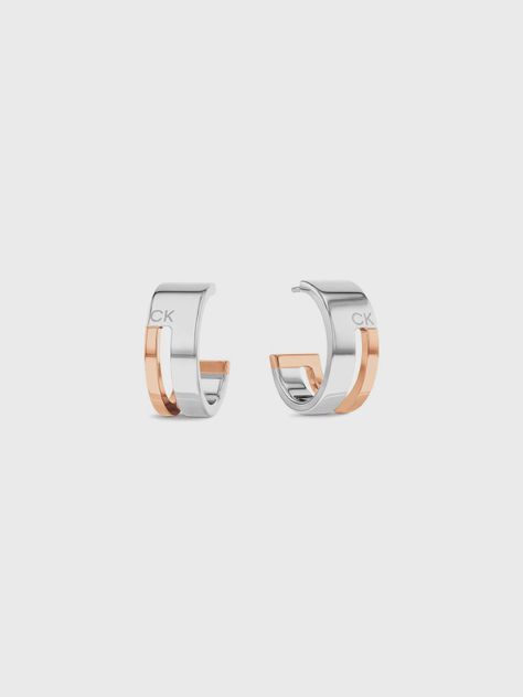 Aros Argollas Sculptural Hinged Plateado Calvin Klein-0