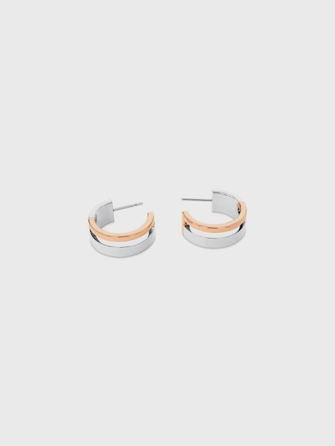 Aros Argollas Sculptural Hinged Plateado Calvin Klein-1