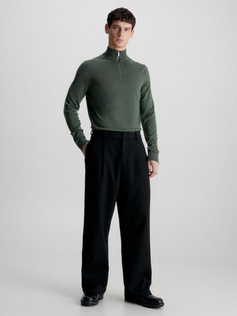 Sweater con Cierre Merino Quarter Verde Calvin Klein-1