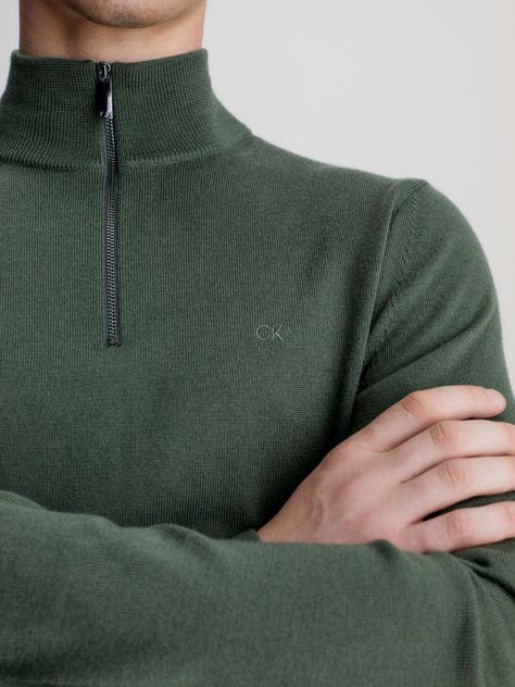 Sweater con Cierre Merino Quarter Verde Calvin Klein-3