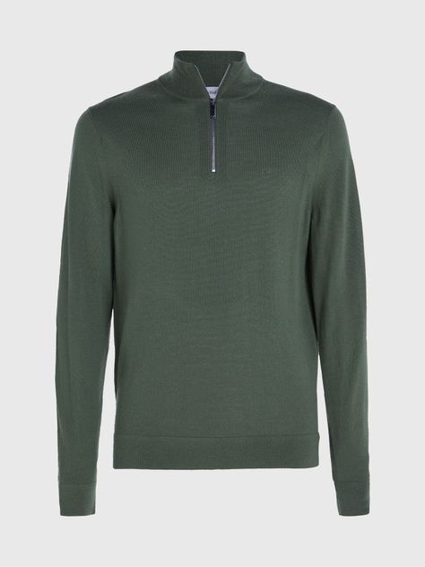 Sweater con Cierre Merino Quarter Verde Calvin Klein-4