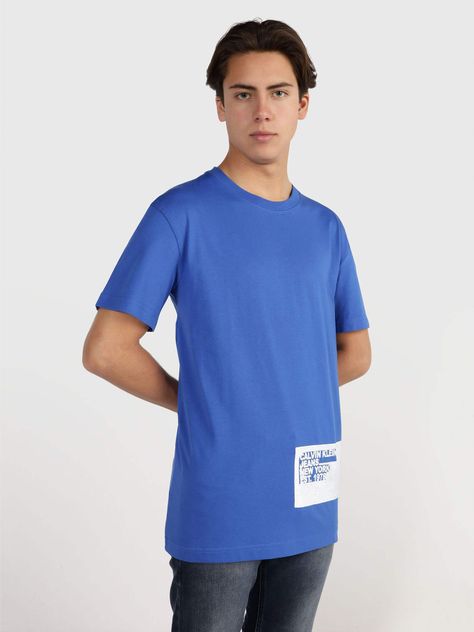 Polera Stencil Blocking Logo Azul Calvin Klein-0