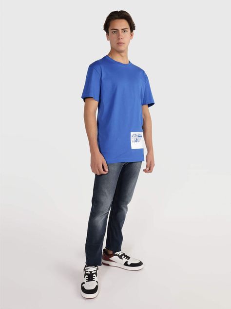 Polera Stencil Blocking Logo Azul Calvin Klein-1