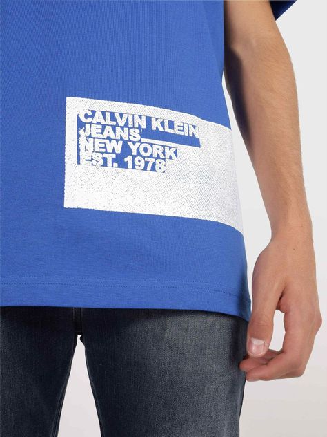 Polera Stencil Blocking Logo Azul Calvin Klein-3