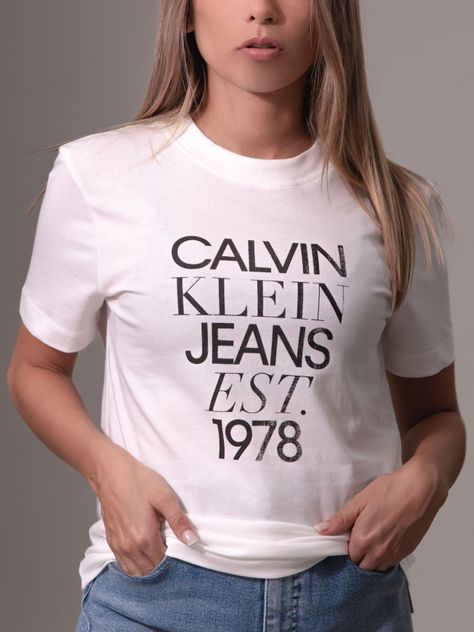 Polera Mixed Logo Regular Blanco Calvin Klein-4