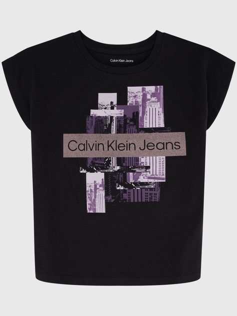 Polera Niña City Collage Negro Calvin Klein-0