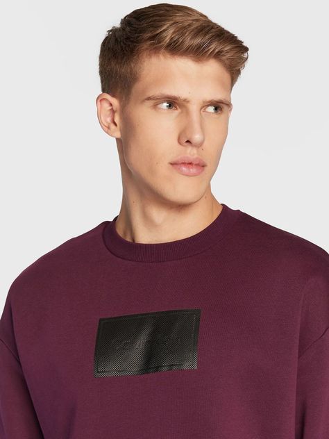 Polerón Textured Logo Burdeo Calvin Klein-3