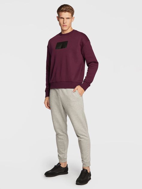 Polerón Textured Logo Burdeo Calvin Klein-1