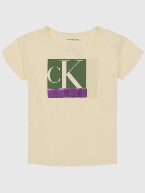 Polera Niña Colorblock Sequin Amarillo Calvin Klein-0