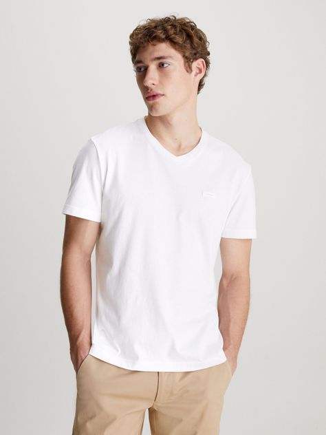 Polera Smooth Cotton V-Neck Blanco Calvin Klein-0
