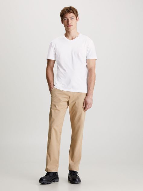 Polera Smooth Cotton V-Neck Blanco Calvin Klein-1