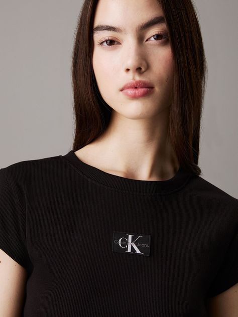 Polera Woven Label Rib Baby Negro Calvin Klein-3