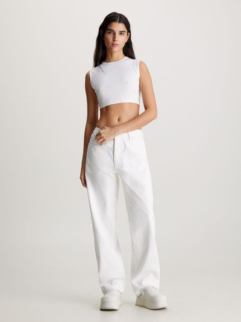Polera Aop Cropped Blanco Calvin Klein-1