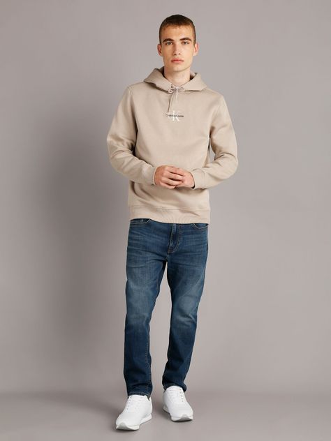 Polerón con Gorro Monologo Beige Calvin Klein-1
