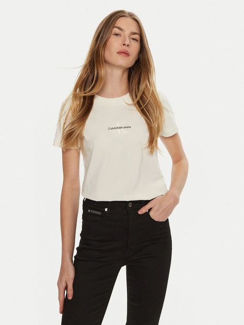 Polera Monologo Slim Crema Calvin Klein-0