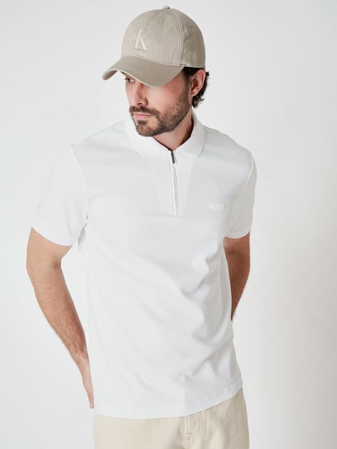 Polo Smooth Welt Zip  Blanco Calvin Klein-0